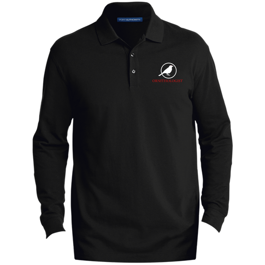 OPG Custom Design # 24. Ornithologist. A person who studies or is an expert on birds. Men's EZCotton™ Long Sleeve Polo