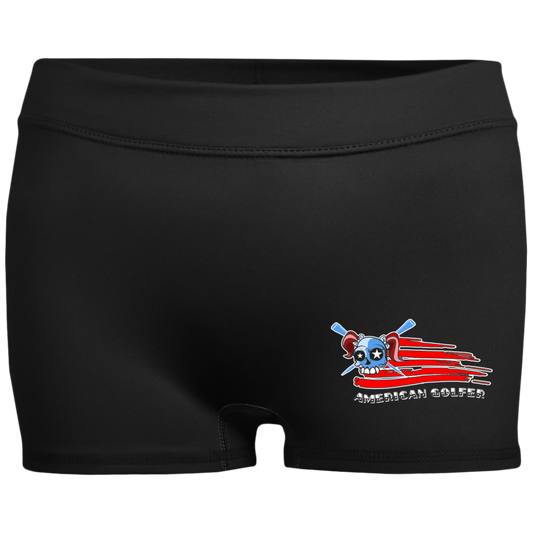 OPG Custom Design #12. American Golfer. Female Edition. Ladies' Fitted Moisture-Wicking 2.5 inch Inseam Shorts