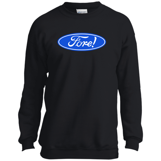 OPG Custom Design #11. Fore! Ford Parody. Youth Crewneck Sweatshirt