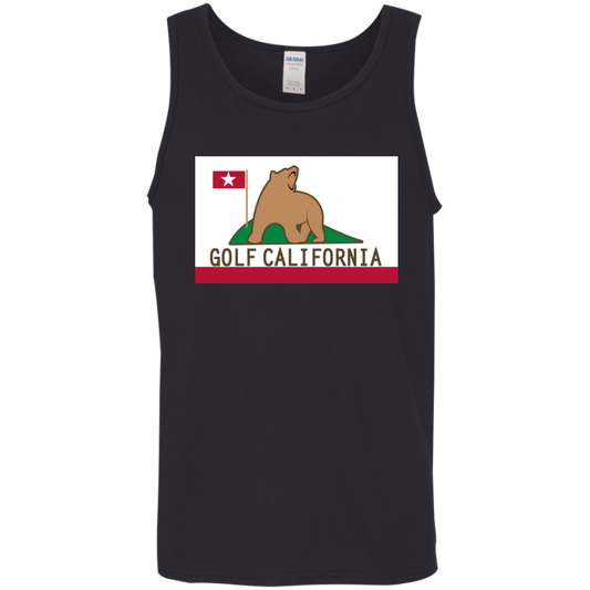 OPG Custom Design #14. Golf California. California State Flag. 5.3 oz.100% Cotton Preshrunk Jersey Tank Top