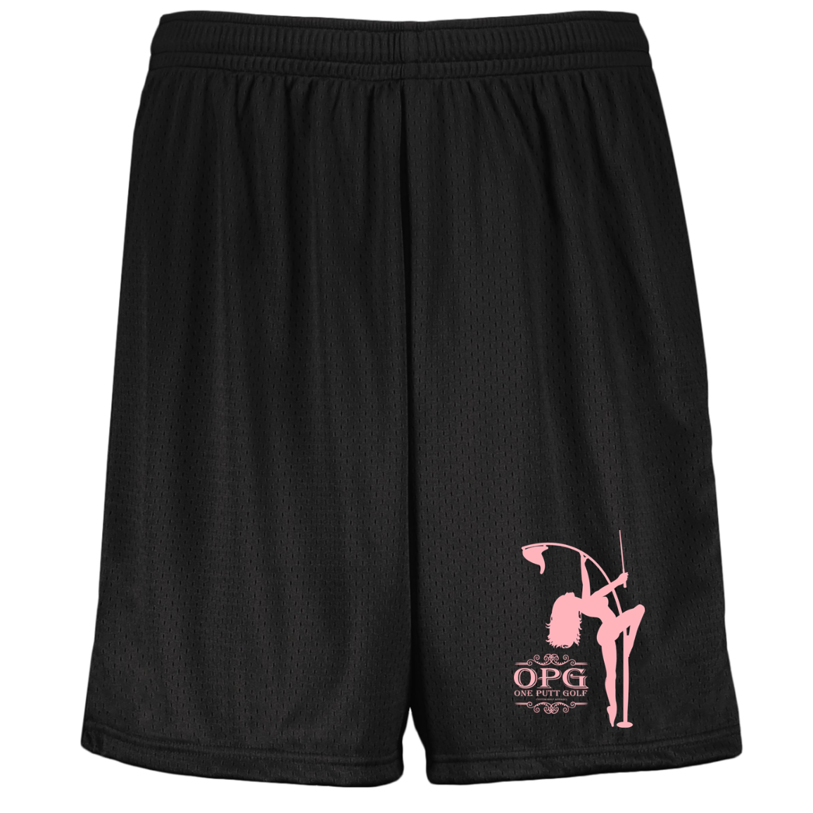 OPG Custom Design #10. Lady on Front / Flag Pole Dancer On Back. Youth Moisture-Wicking Mesh Shorts