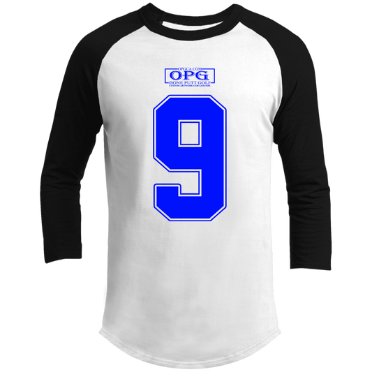 OPG Custom Design #17. Back 9. 3/4 Raglan Sleeve Shirt 100% Ringspun Combed Cotton