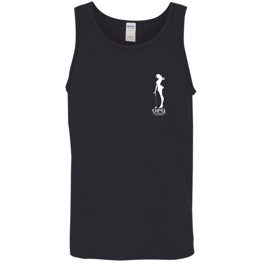 OPG Custom Design #10. Lady on Front / Flag Pole Dancer On Back. 100% Cotton Preshrunk Jersey Knit Tank Top