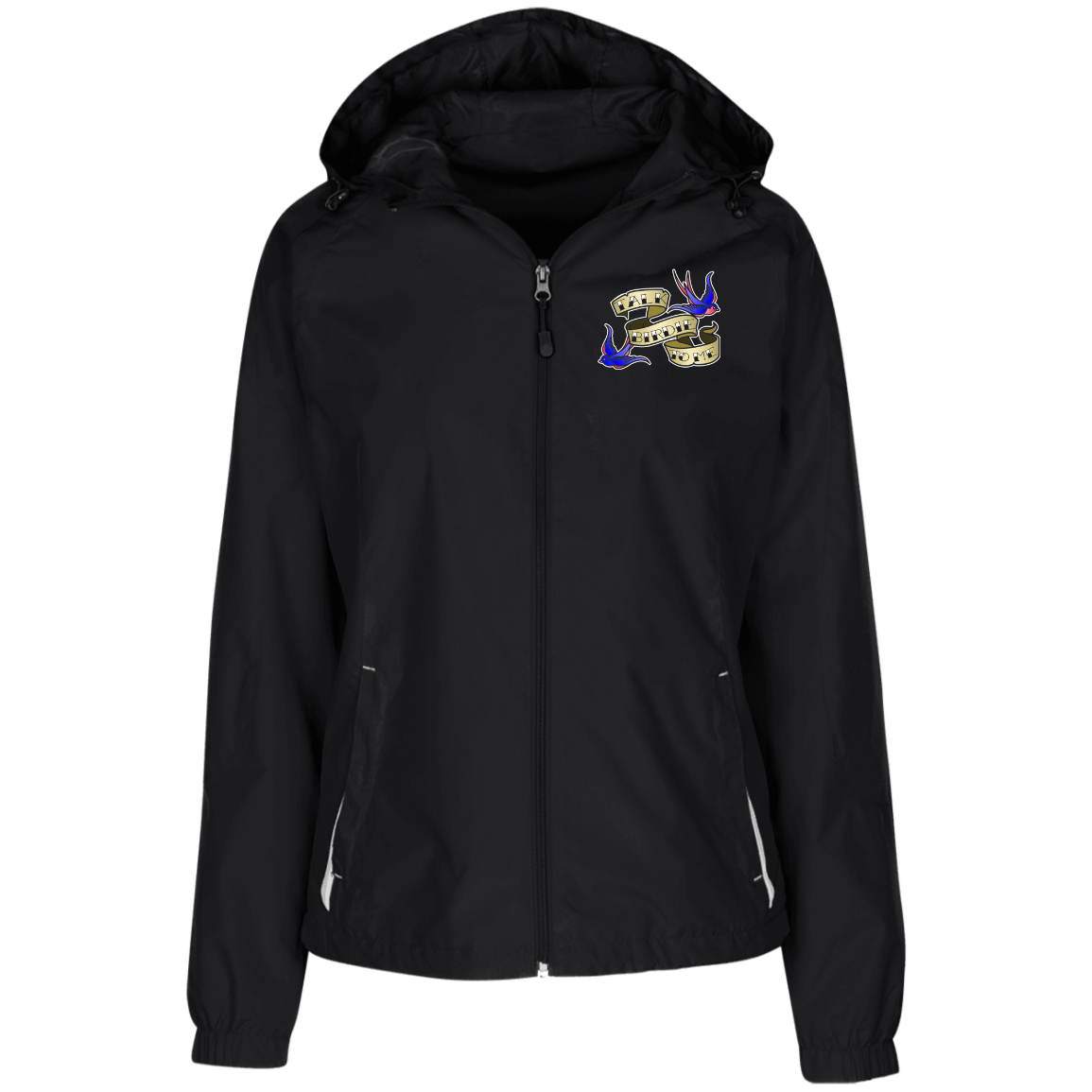 OPG Custom Design #25. Talk Birdie to Me. Ladies' Jersey-Lined Hooded Windbreaker