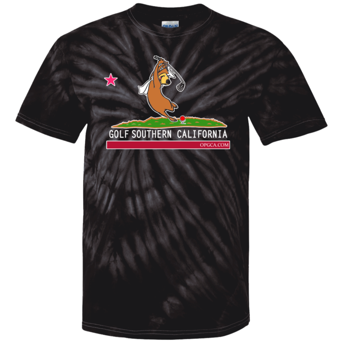 OPG Custom Design #15. Golf Southern California with Yogi Bear Fan Art. Youth Tie-Dye T-Shirt