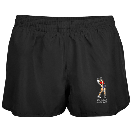 OPG Custom Design #9. Drive it. Chip it. One Putt Golf It. Golf So. Cal. Ladies' Wayfarer Running Shorts