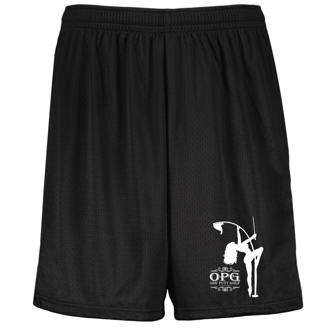 OPG Custom Design #10. Lady on Front / Flag Pole Dancer On Back. Youth Moisture-Wicking Mesh Shorts