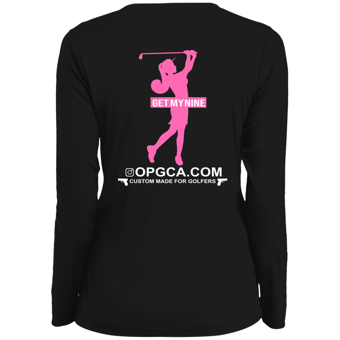 OPG Custom Design #16. Get My Nine. Female Version. Ladies' Moisture-Wicking Long Sleeve V-Neck Tee