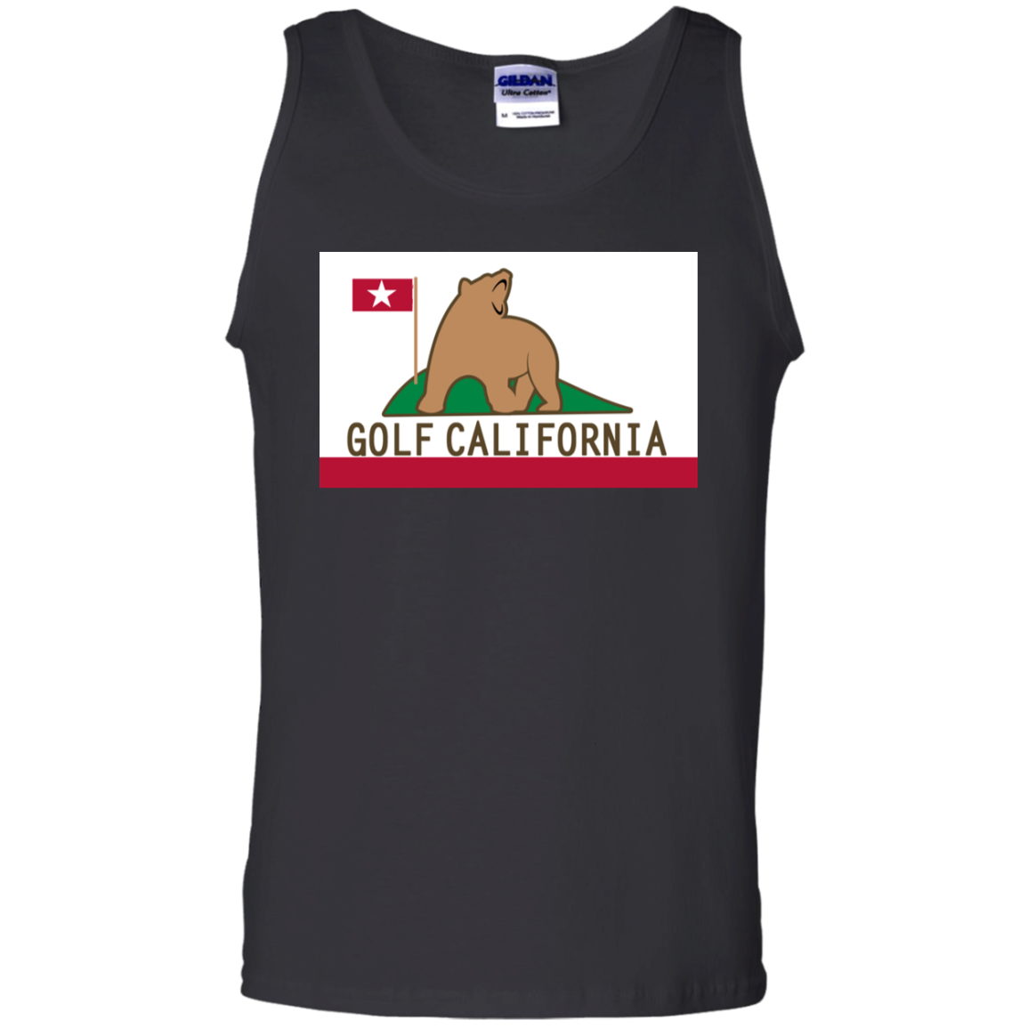 OPG Custom Design #14. Golf California. California State Flag. 6 oz. 100% Cotton Tank Top