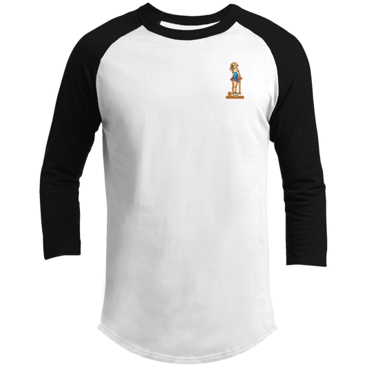 OPG Custom Design #28. Drive it. Chip it. One Putt golf it. 3/4 Raglan Sleeve Shirt 100% Ringspun Combed Cotton