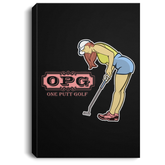 OPG Custom Design #7. One Putt Golf Brand. Female Golfer. Golf. Portrait Canvas .75in Frame