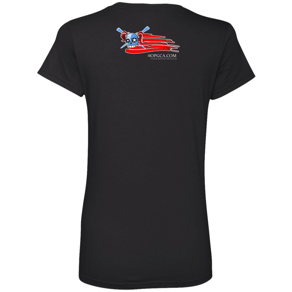 OPG Custom Design #12. Golf America.Female Edition. Ladies' V-Neck 100% Ring Spun Cotton T-Shirt