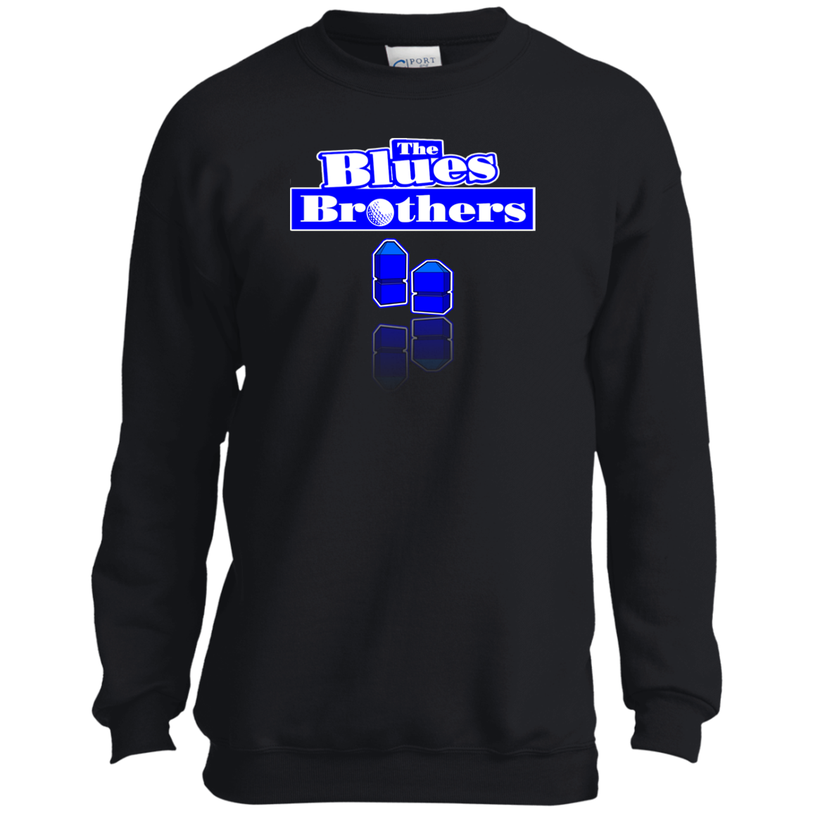 OPG Custom Design #3. Blue Tees Blues Brothers Fan Art. Youth Crewneck Sweatshirt