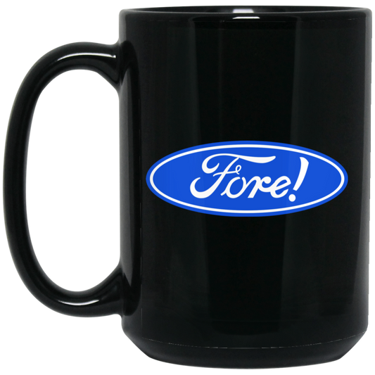 OPG Custom Design #11. Fore! 15 oz. Black Mug