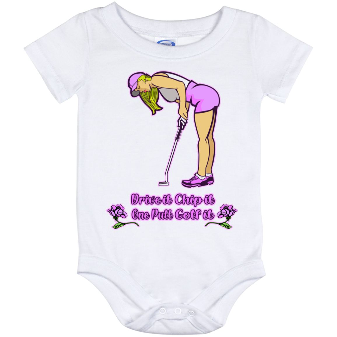 OPG Custom Design #13. Drive it. Chip it. One Putt Golf it. Baby Onesie 12 Month