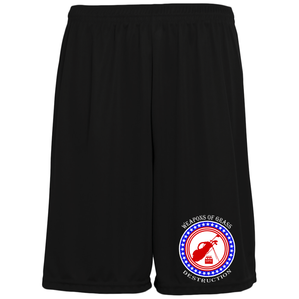 OPG Custom Design #18. Weapons of Grass Destruction. 100% Polyester Training Shorts w/Pockets