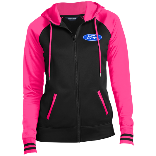 OPG Custom Design #11. Fore! Ford Parody. Ladies' Sport-Wick® Full-Zip Hooded Jacket