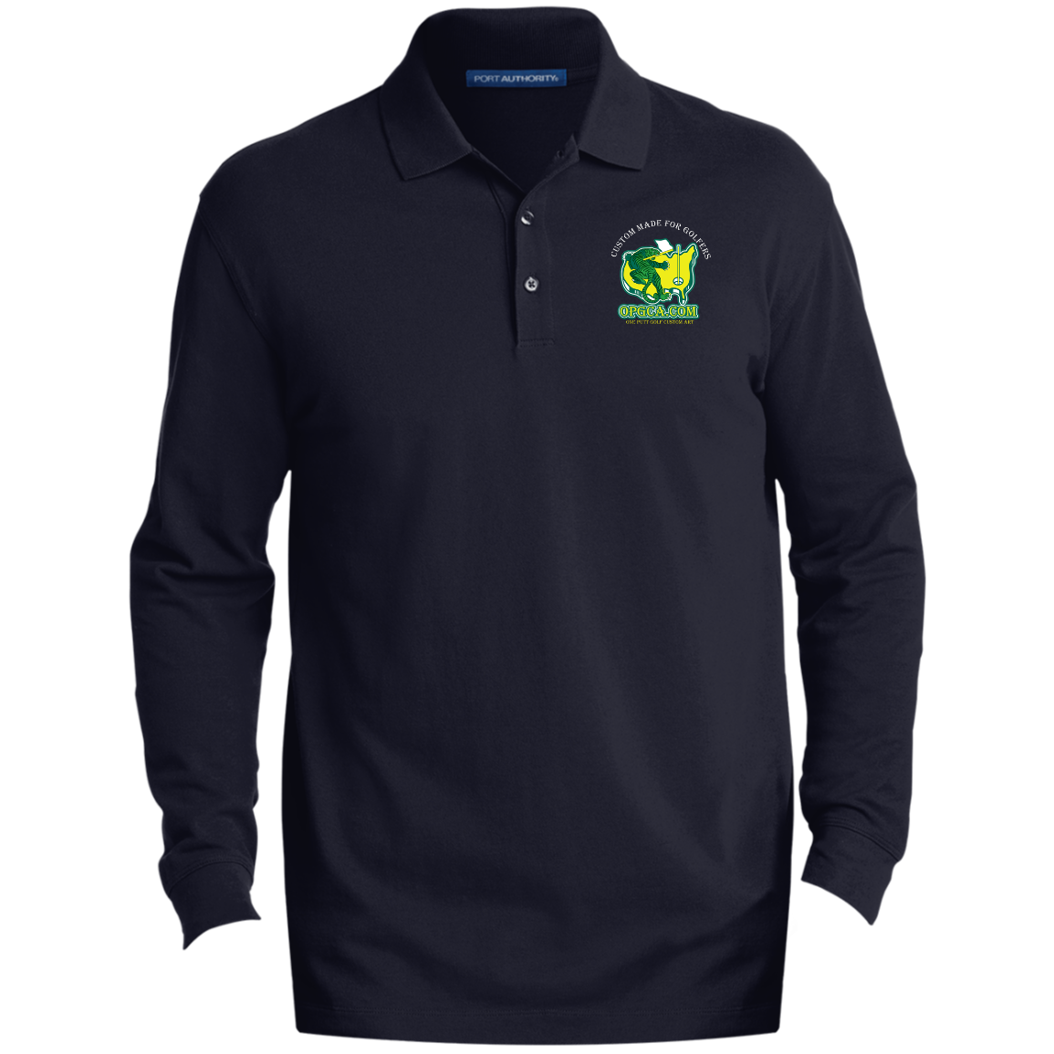 OPG Custom Design #26. Tiger Woods Fan Art. 2019 Master's Champion. Men's EZCotton™ Long Sleeve Polo