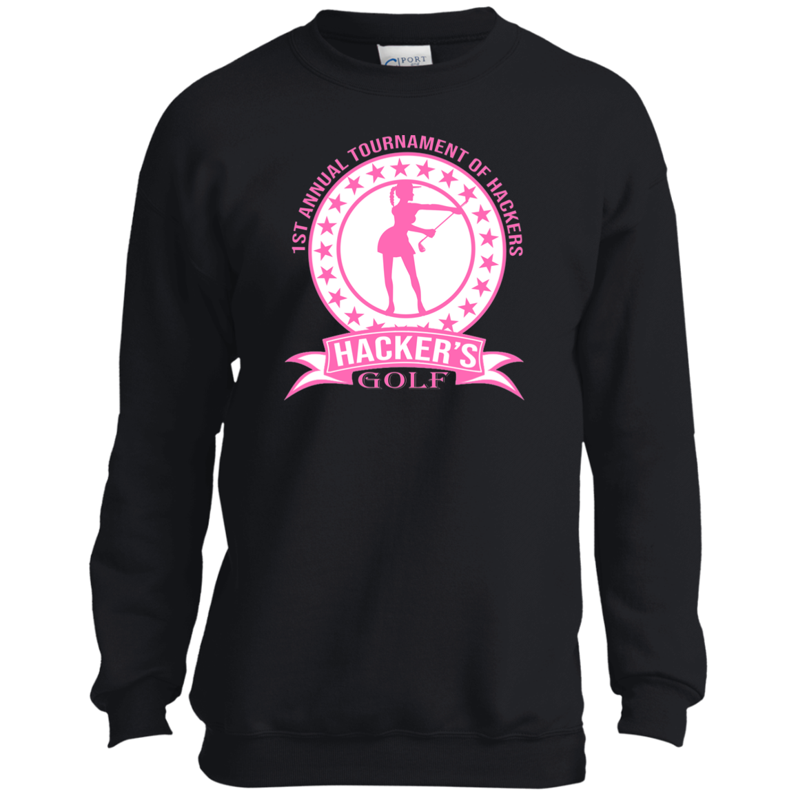 ZZZ#20 OPG Custom Design. 1st Annual Hackers Golf Tournament. Ladies Edition. Youth Crewneck Sweatshirt