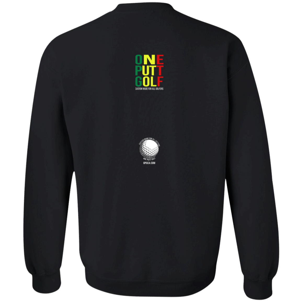 OPG Custom Design #22. One Putt / One Love Parody with Fan Art. Male Edition. Youth Crewneck Sweatshirt