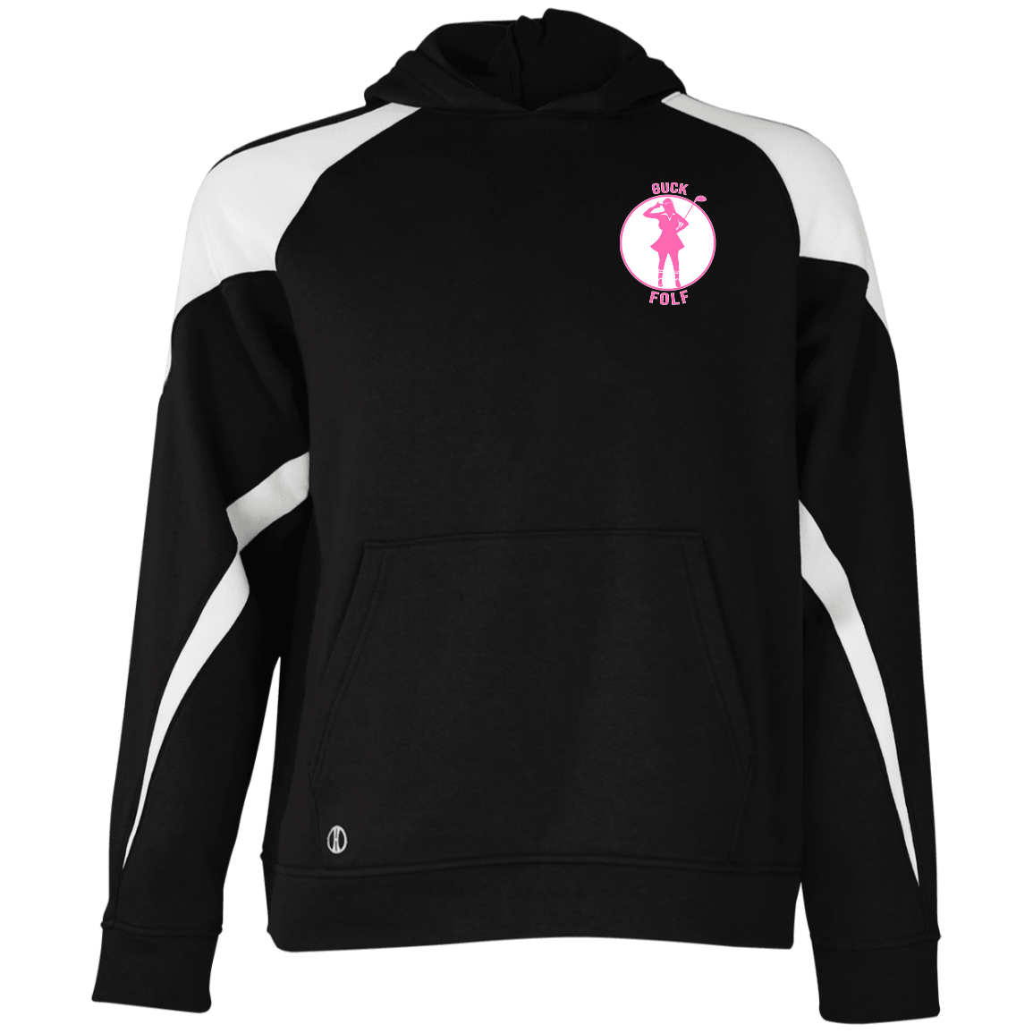 OPG Custom Design #19. GUCK FOLF. Female Edition. Youth Athletic Colorblock Fleece Hoodie