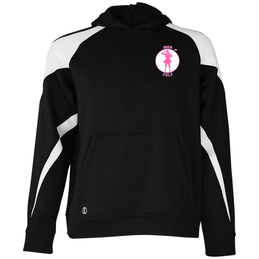 OPG Custom Design #19. GUCK FOLF. Female Edition. Youth Athletic Colorblock Fleece Hoodie