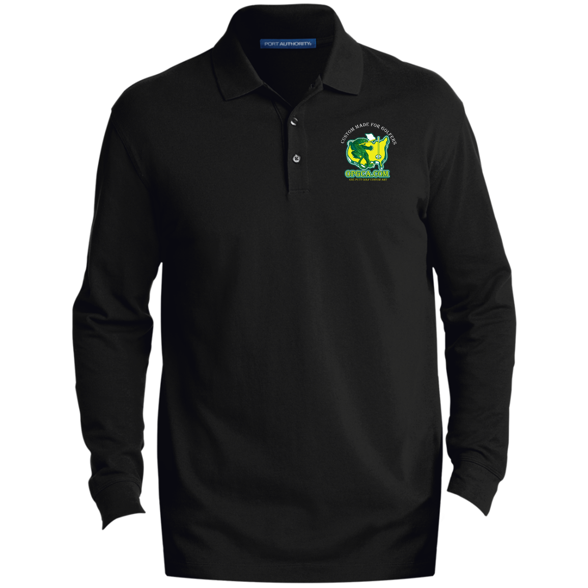 OPG Custom Design #26. Tiger Woods Fan Art. 2019 Master's Champion. Men's EZCotton™ Long Sleeve Polo