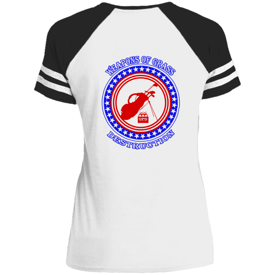 OPG Custom Design #18. Weapons of Grass Destruction. Ladies' Game V-Neck T-Shirt