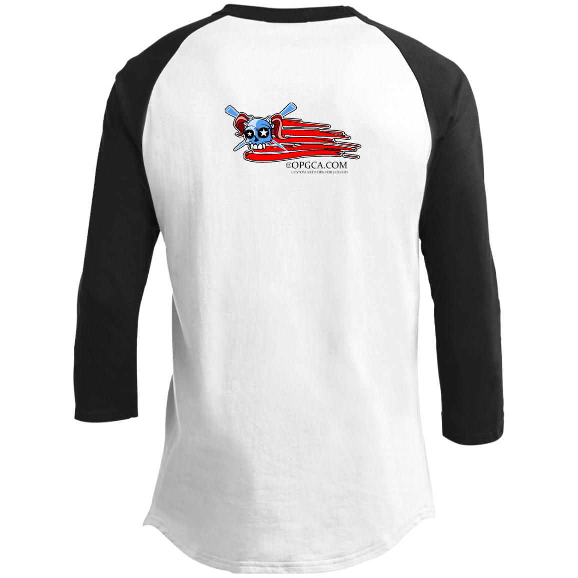 OPG Custom Design #12. American Golfer. Female Edition. Youth 3/4 Raglan Sleeve Shirt