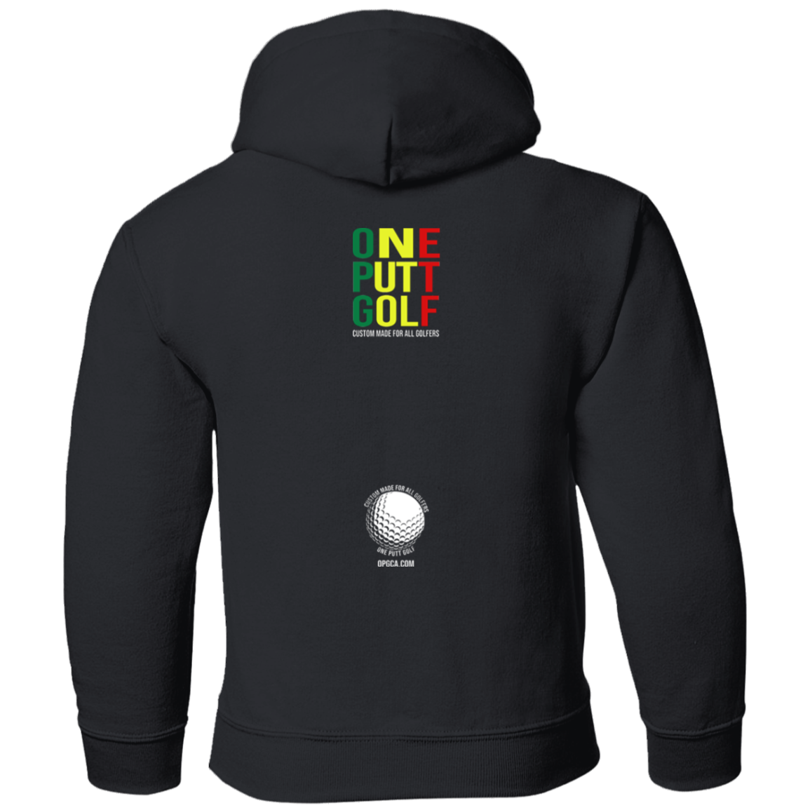 OPG Custom Design #22. One Putt / One Love Parody with Fan Art. Male Edition. Youth Pullover Hoodie