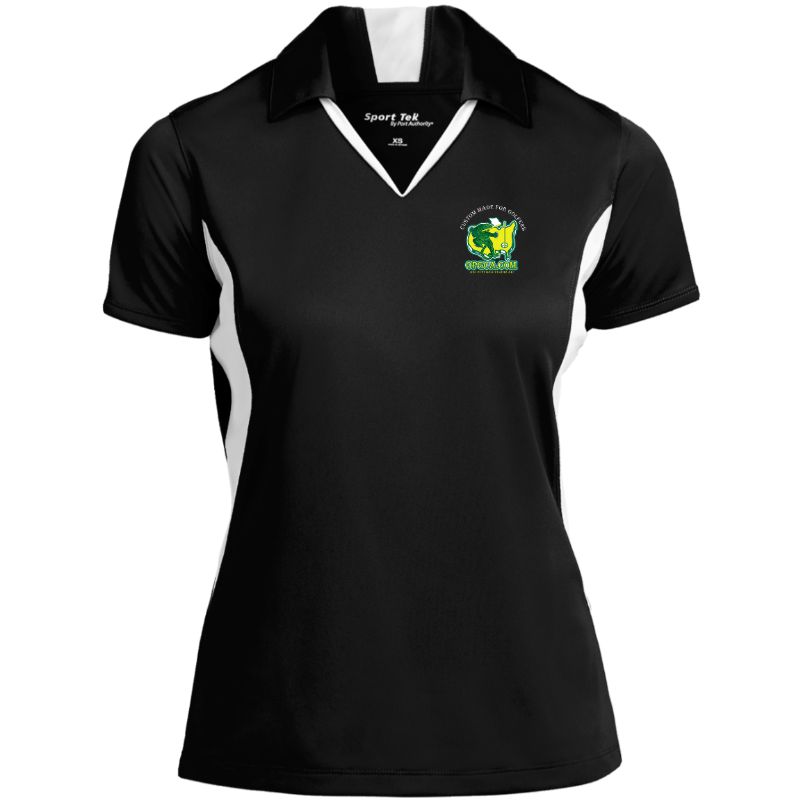 OPG Custom Design #26. Tiger Woods Fan Art. 2019 Master's Champion. Ladies' Colorblock Performance Polo