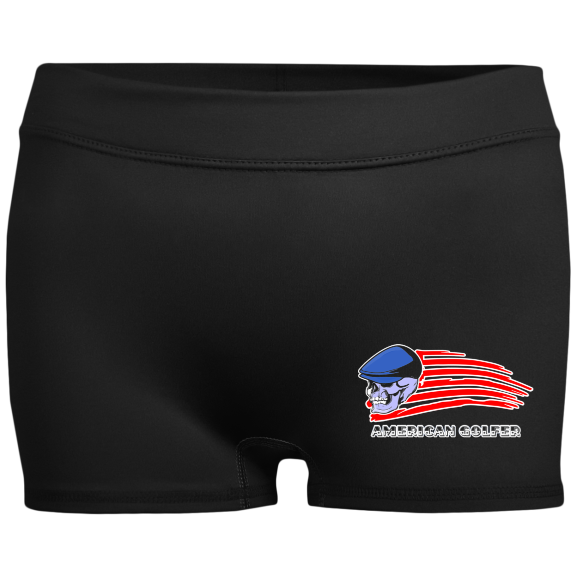 OPG Custom Design #12. Golf America. Male Edition. Ladies' Fitted Moisture-Wicking 2.5 inch Inseam Shorts