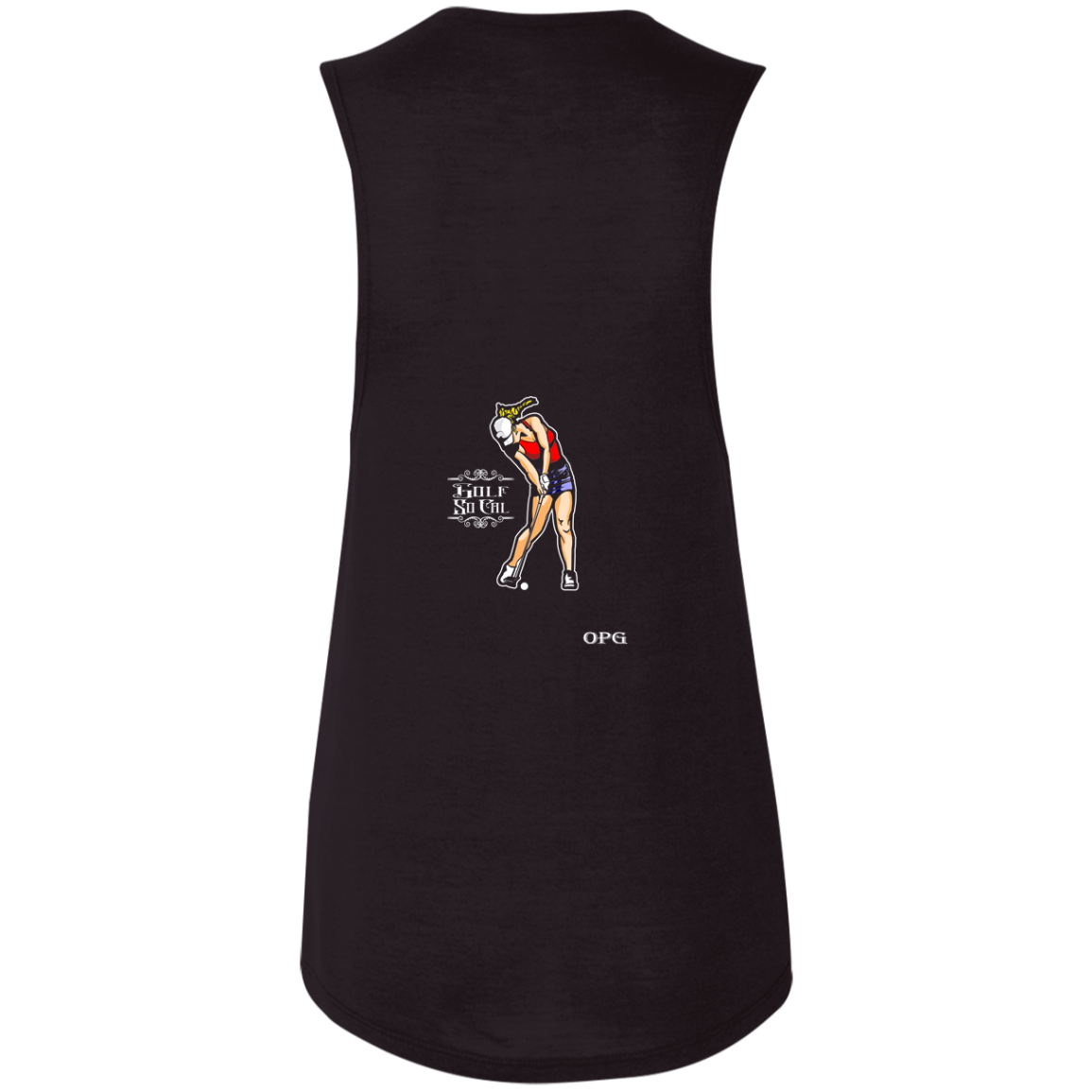 OPG Custom Design #9. Drive it. Chip it. One Putt Golf It. Golf So. Cal. Ladies' Flowy Muscle Tank