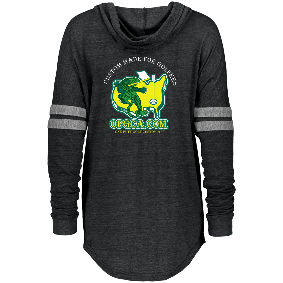 OPG Custom Design #26. Tiger Woods Fan Art. 2019 Master's Champion. Ladies Hooded Low Key Pullover