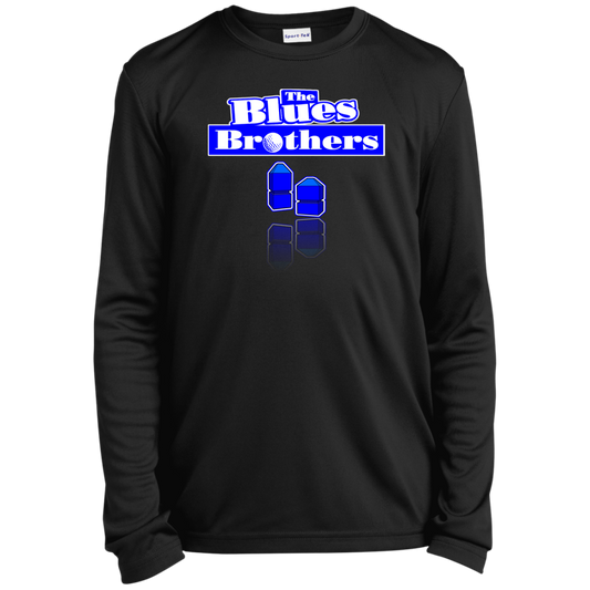 OPG Custom Design #3. Blue Tees Blues Brothers Fan Art. Youth 100% Polyester Long Sleeve Tee