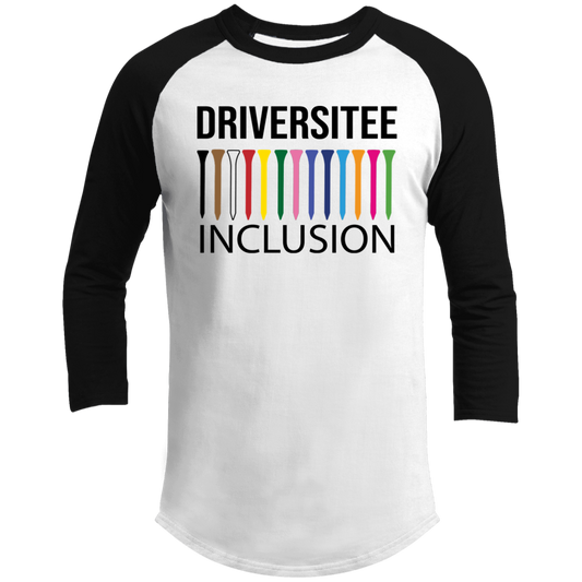 ZZZ#06 OPG Custom Design. DRIVER-SITEE & INCLUSION. 3/4 Raglan Sleeve Shirt 100% Ringspun Combed Cotton