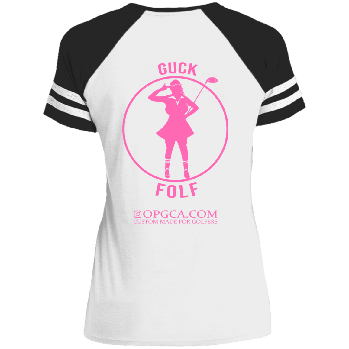 OPG Custom Design #19. GUCK FOLF. Female Edition. Ladies' Game V-Neck T-Shirt