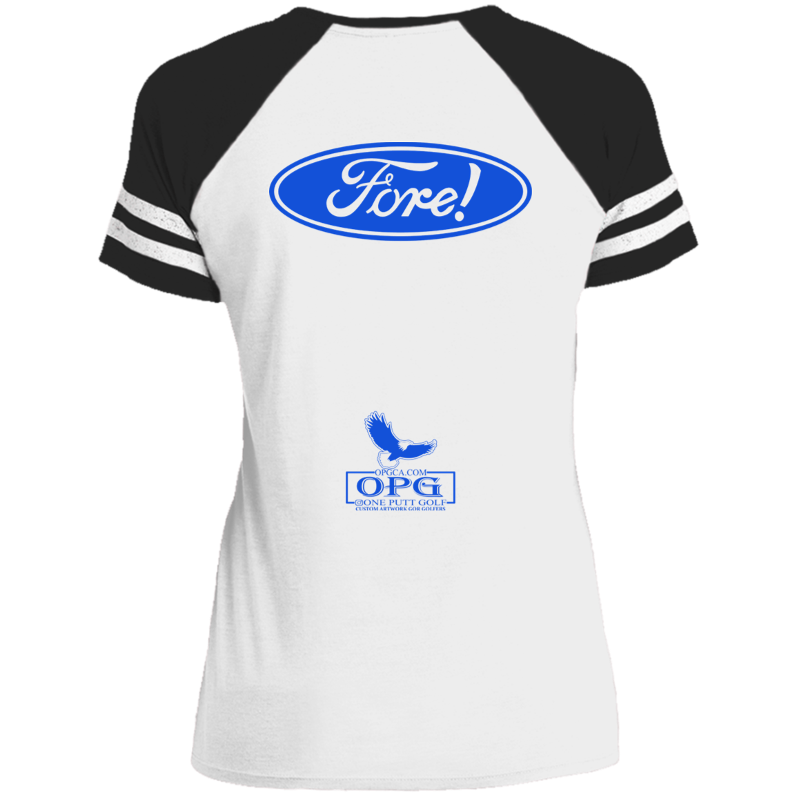 OPG Custom Design #11. Fore! Ford Parody. Ladies' Game V-Neck T-Shirt