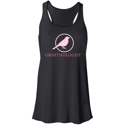 OPG Custom Design # 24. Ornithologist. A person who studies or is an expert on birds. Flowy Racerback Tank