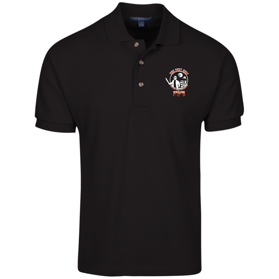 OPG Custom Design #23. Hack N Slice Golf. Freddy and Jason Fan Art. Cotton Pique Knit Polo