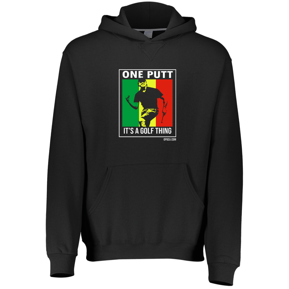 OPG Custom Design #22. One Putt / One Love Parody with Fan Art. Male Edition. Youth Dri-Power Fleece Hoodie