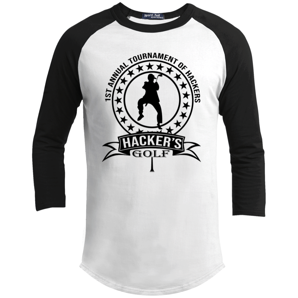 OPG Custom Design #20. 1st Annual Hackers Golf Tournament. Youth 3/4 Raglan Sleeve Shirt