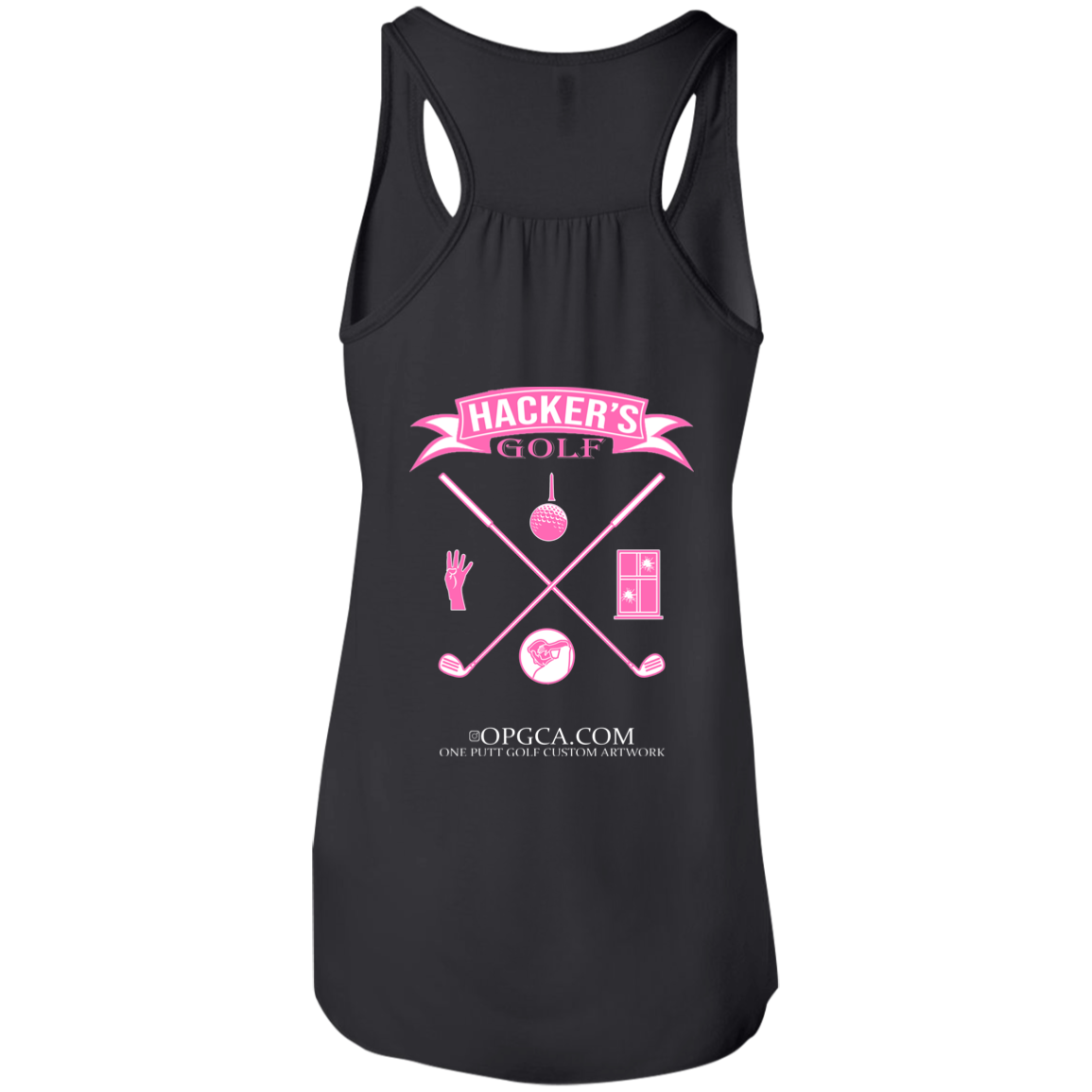 ZZZ#20 OPG Custom Design. 1st Annual Hackers Golf Tournament. Ladies Edition. Flowy Racerback Tank