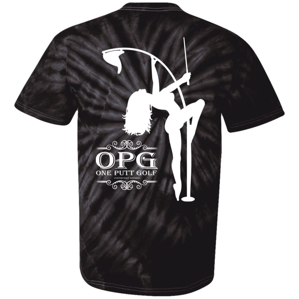 OPG Custom Design #10. Lady on Front / Flag Pole Dancer On Back. 100% Cotton Tie Dye T-Shirt