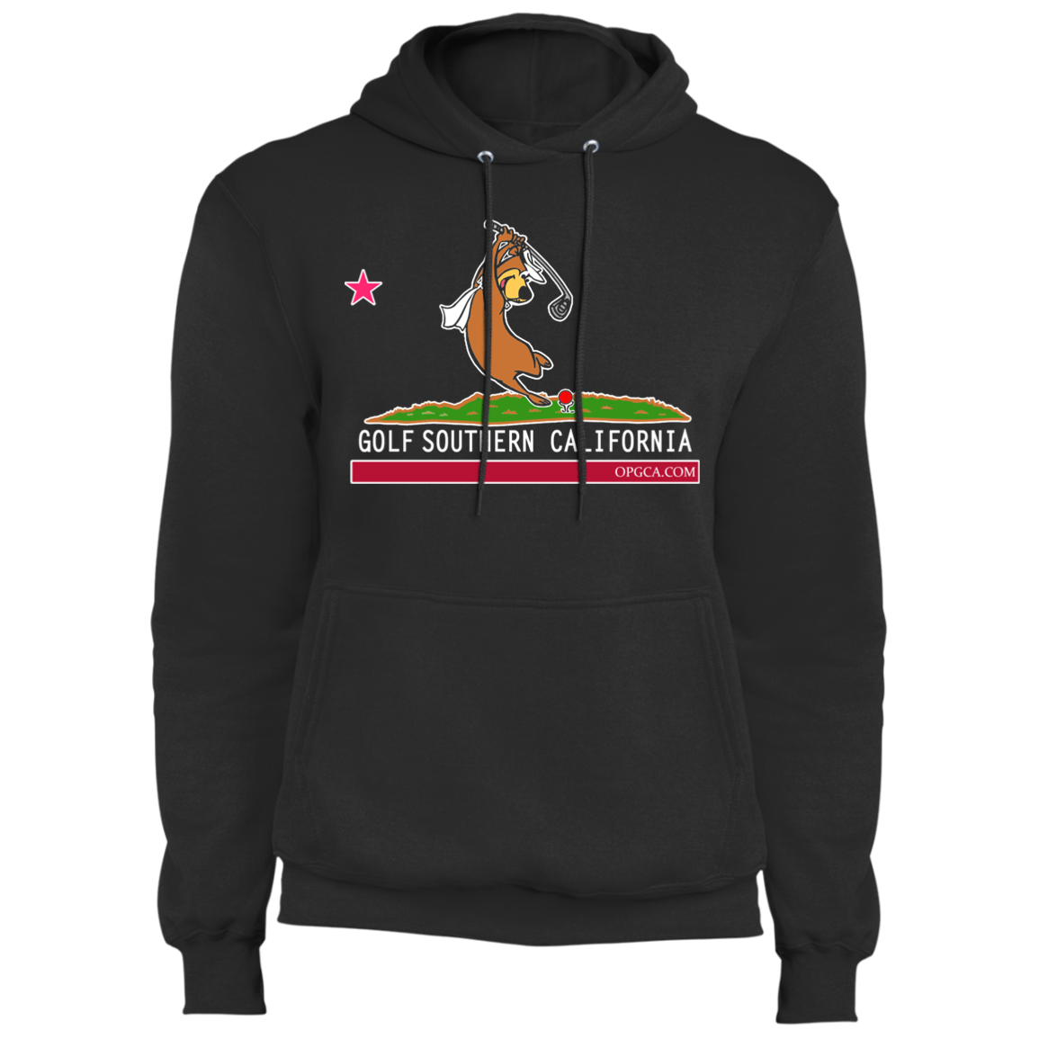 OPG Custom Design #15. Golf Southern California with Yogi Bear Fan Art. Fleece Pullover Hoodie