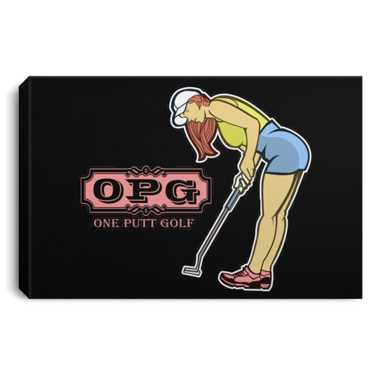 OPG Custom Design #7. One Putt Golf Brand. Female Golfer. Golf. Landscape Canvas .75in Frame