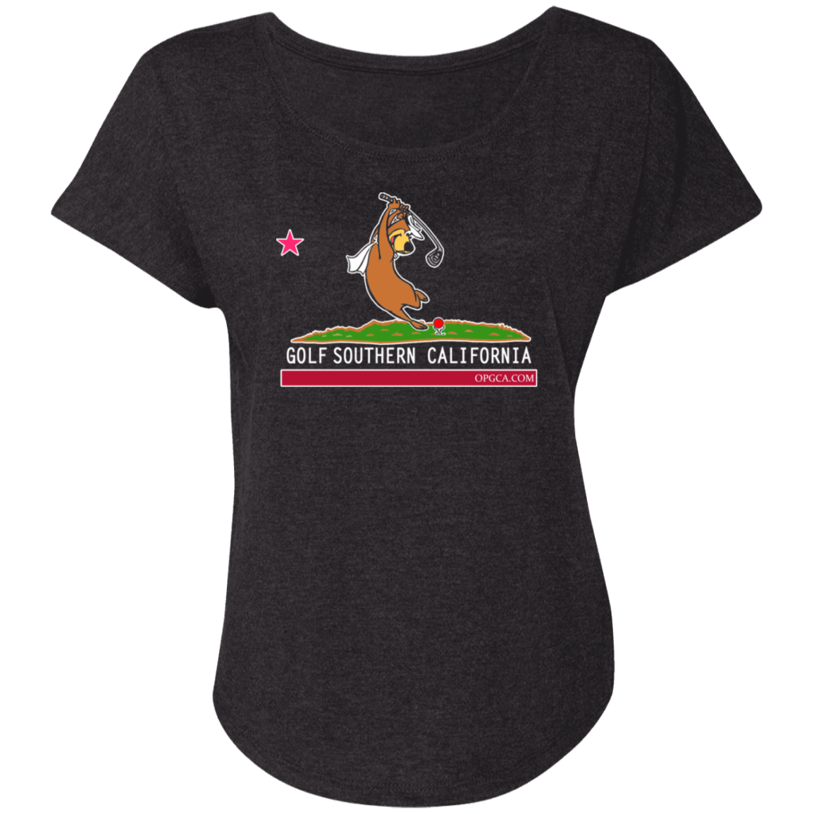 OPG Custom Design #15. Golf Southern California with Yogi Bear Fan Art. Ladies' Triblend Dolman Sleeve