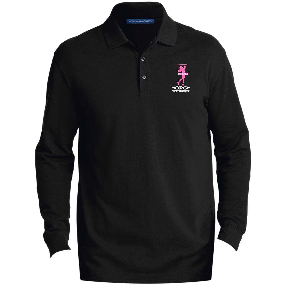 OPG Custom Design #16. Get My Nine. Female Version. Men's EZCotton™ Long Sleeve Polo