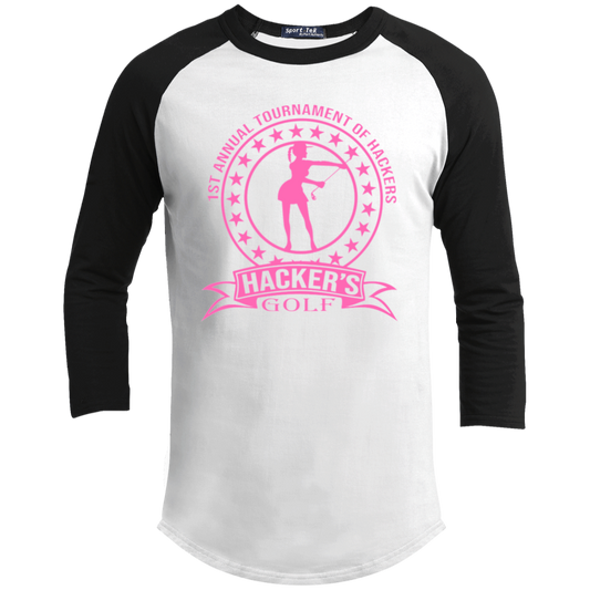 ZZZ#20 OPG Custom Design. 1st Annual Hackers Golf Tournament. Ladies Edition. Youth 3/4 Raglan Sleeve Shirt