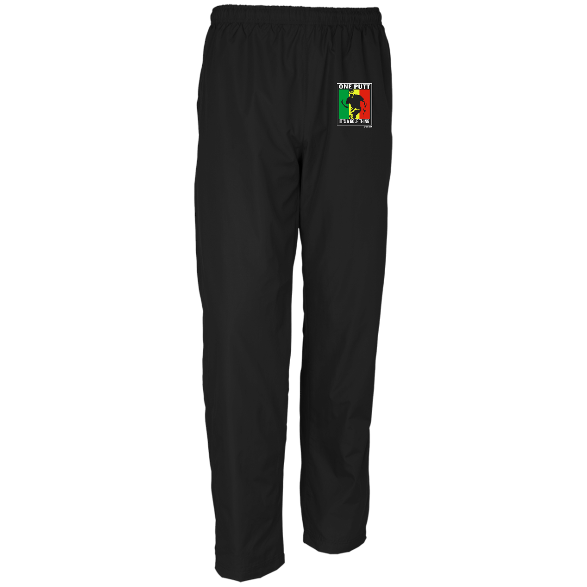 OPG Custom Design #22. One Putt / One Love Parody with Fan Art. Male Edition. Men's 100% Polyester Wind Pants